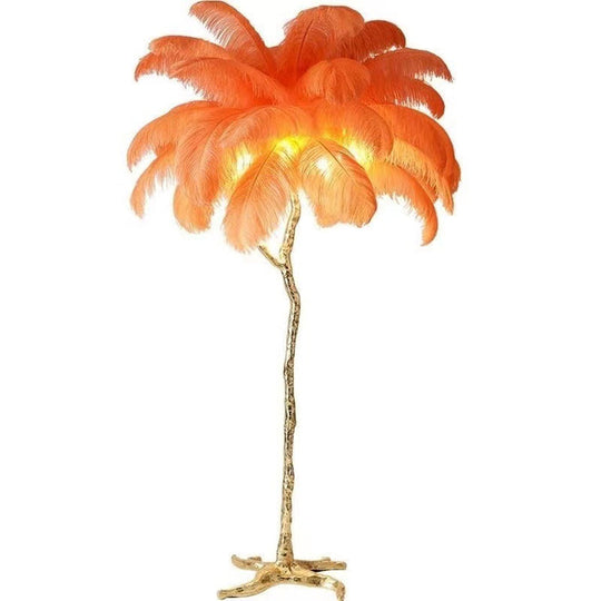 Luxury Gold Nordic Ostrich Feather Floor Lamp – Elegant & Stylish Lighting