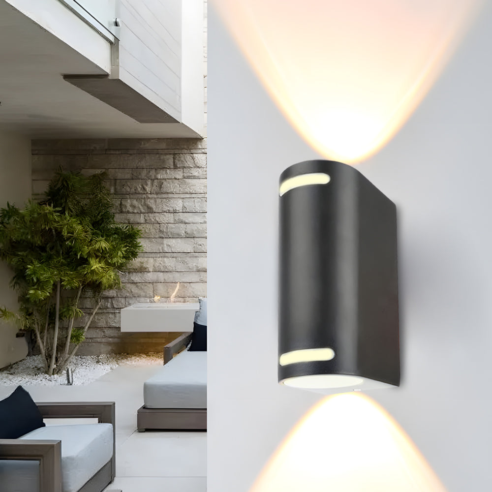 Modern Waterproof LED Outdoor Wall Light Fixture – Black Aluminum Up and Down Sconce for Exterior Illumination