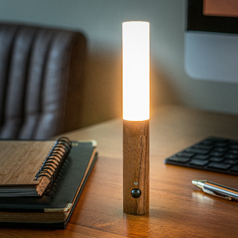 Magnetic LED Wall Lamp with Natural Wood Handle and Dual Sensing Technology – Energy Efficient Wall Lights for Home Decor