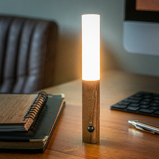 Magnetic LED Wall Lamp with Natural Wood Handle and Dual Sensing Technology – Energy Efficient Wall Lights for Home Decor