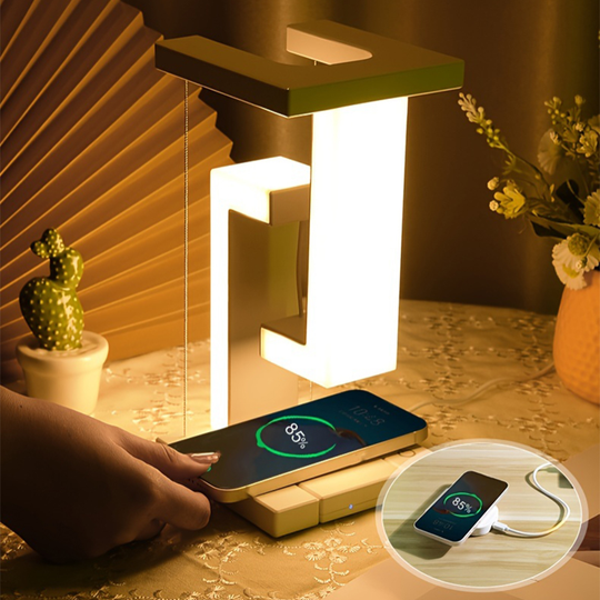 Anti-Gravity LED Table Lamp with Wireless Charging – Modern Levitating Design for Futuristic Home Decor
