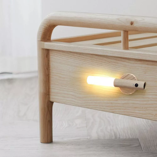 Magnetic LED Wall Lamp with Natural Wood Handle and Dual Sensing Technology – Energy Efficient Wall Lights for Home Decor