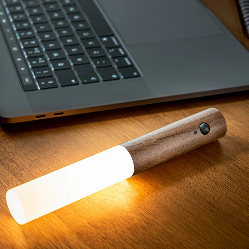 Magnetic LED Wall Lamp with Natural Wood Handle and Dual Sensing Technology – Energy Efficient Wall Lights for Home Decor