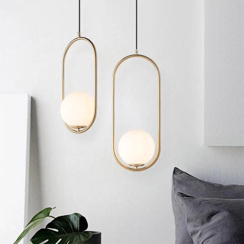 Nordic Glass Pendant Light with Golden Finish – Modern Adjustable Hanging Light for Kitchen and Dining Areas