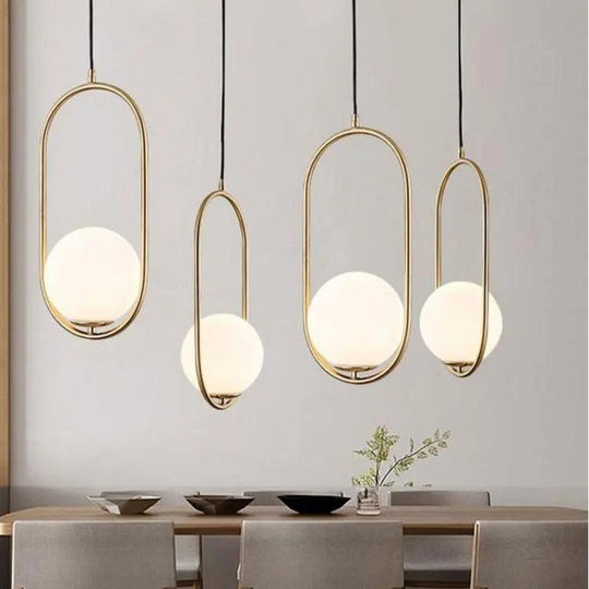 Nordic Glass Pendant Light with Golden Finish – Modern Adjustable Hanging Light for Kitchen and Dining Areas