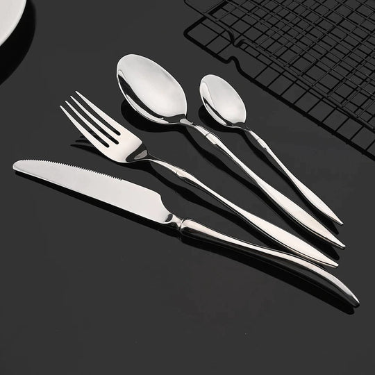 Minimalist Cutlery Set - 16 or 32 Piece Stainless Steel Silverware Set with Elegant Design, Dishwasher Safe