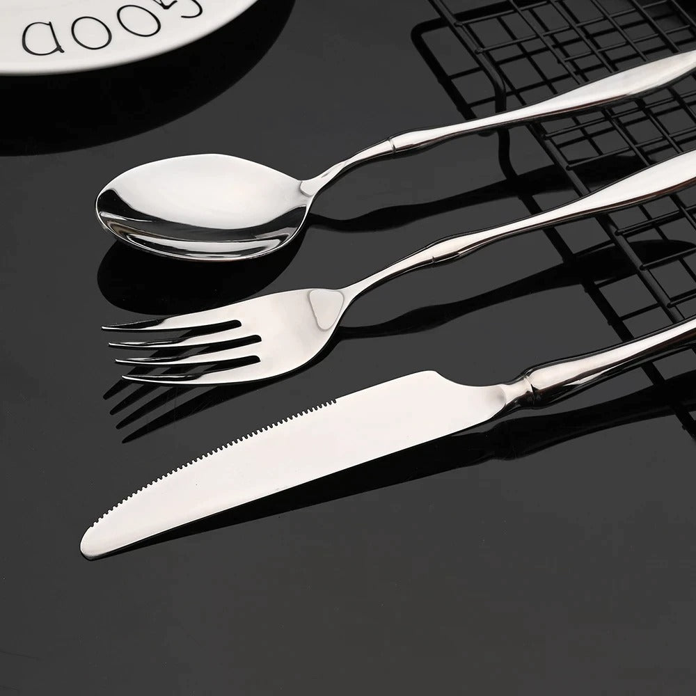 Minimalist Cutlery Set - 16 or 32 Piece Stainless Steel Silverware Set with Elegant Design, Dishwasher Safe