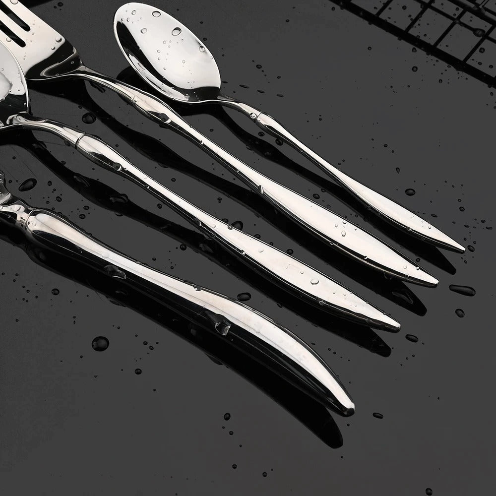 Minimalist Cutlery Set - 16 or 32 Piece Stainless Steel Silverware Set with Elegant Design, Dishwasher Safe