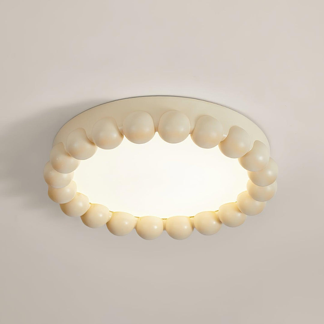 Modern Flush Mount Ceiling Light Fixture with Integrated LED – 44cm Diameter Resin Design, Adjustable Height, Multiple Light Temperatures