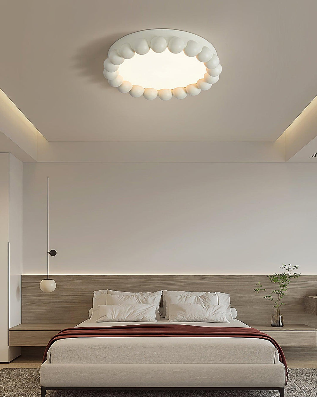 Modern Flush Mount Ceiling Light Fixture with Integrated LED – 44cm Diameter Resin Design, Adjustable Height, Multiple Light Temperatures