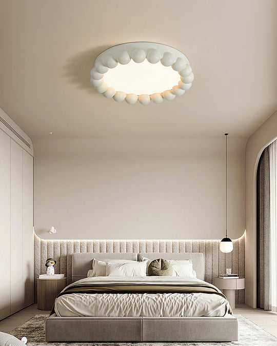 Modern Flush Mount Ceiling Light Fixture with Integrated LED – 44cm Diameter Resin Design, Adjustable Height, Multiple Light Temperatures