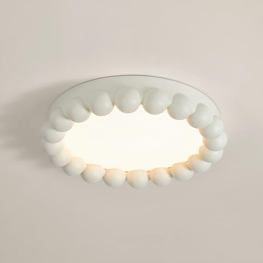 Modern Flush Mount Ceiling Light Fixture with Integrated LED – 44cm Diameter Resin Design, Adjustable Height, Multiple Light Temperatures