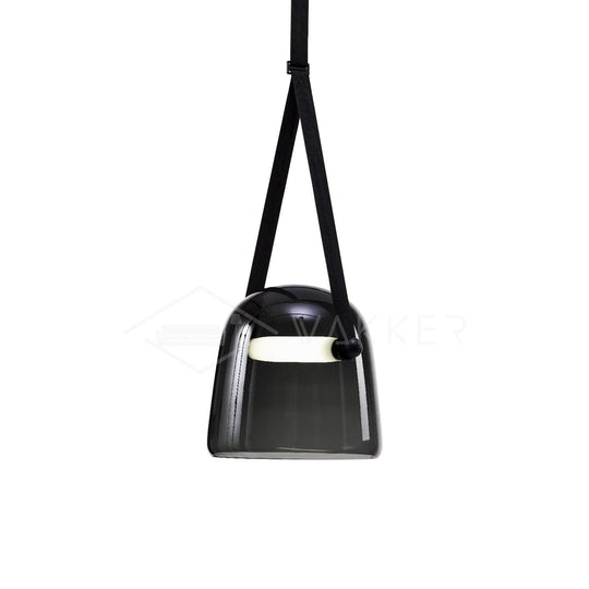 Modern Black Pendant Light with Handblown Glass Shade – 20cm Diameter, Integrated LED for Kitchen Pendant Lighting