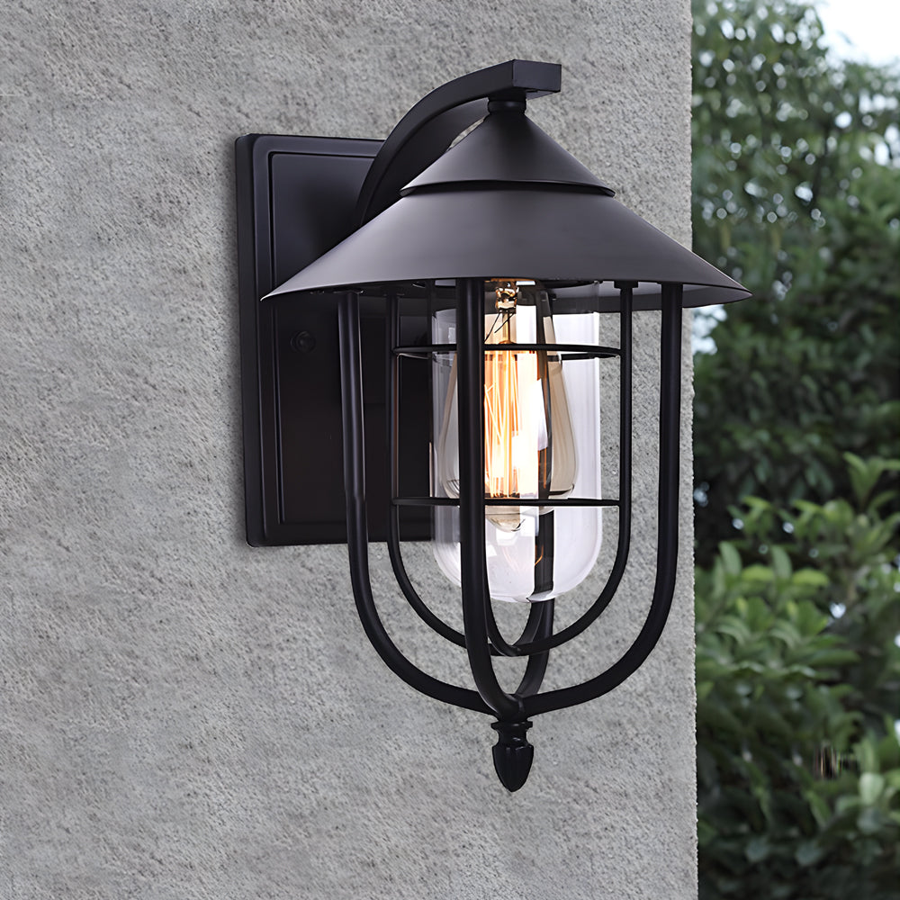 Variant image for Modern Waterproof Outdoor Wall Lights with Motion Sensor – Black Iron and Glass Exterior Wall Sconce-1