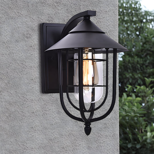Variant image for Modern Waterproof Outdoor Wall Lights with Motion Sensor – Black Iron and Glass Exterior Wall Sconce-1