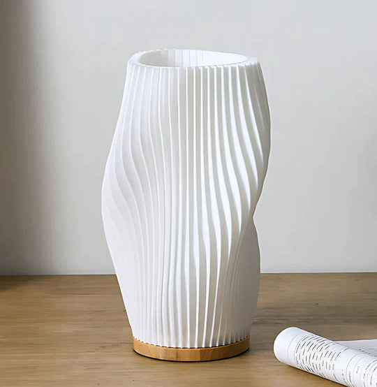 Contemporary Dimmable USB Table Lamp with Wave-Shaped Shade – Metal Base for Bedroom, Bedside or Desk Use