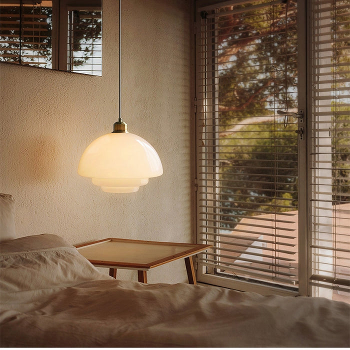 Elegant White Glass Pendant Light | Modern Minimalist Hanging Lamp