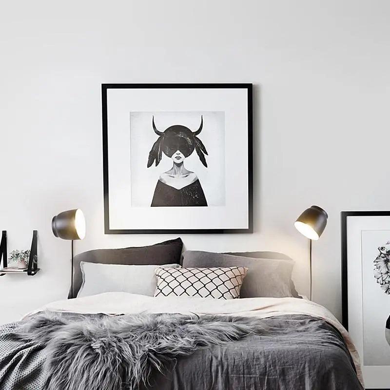 Nordic Plug-In Wall Sconce – Modern Gray, White, or Black Wall Light for Bedroom and Living Room Decor