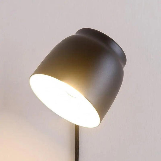 Nordic Plug-In Wall Sconce – Modern Gray, White, or Black Wall Light for Bedroom and Living Room Decor