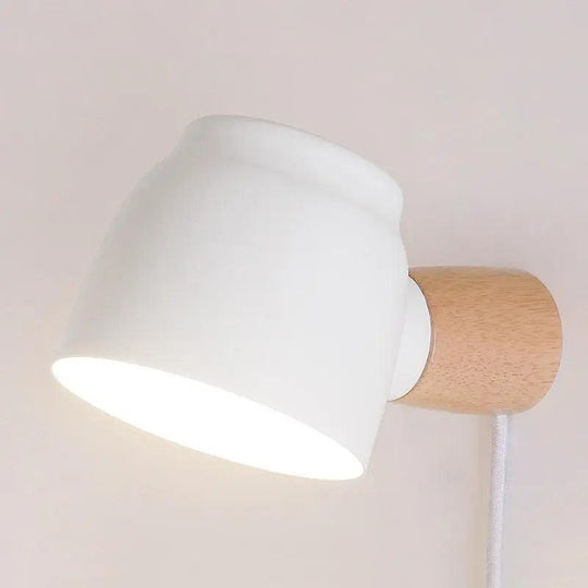 Nordic Plug-In Wall Sconce – Modern Gray, White, or Black Wall Light for Bedroom and Living Room Decor
