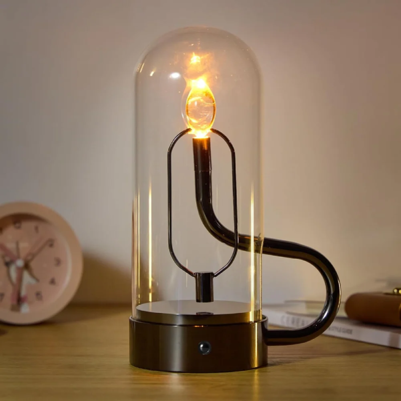 Variant image for Rechargeable LED Flame Lamp with Touch Control and Wireless Charging – Modern Glass and Aluminum Design-2