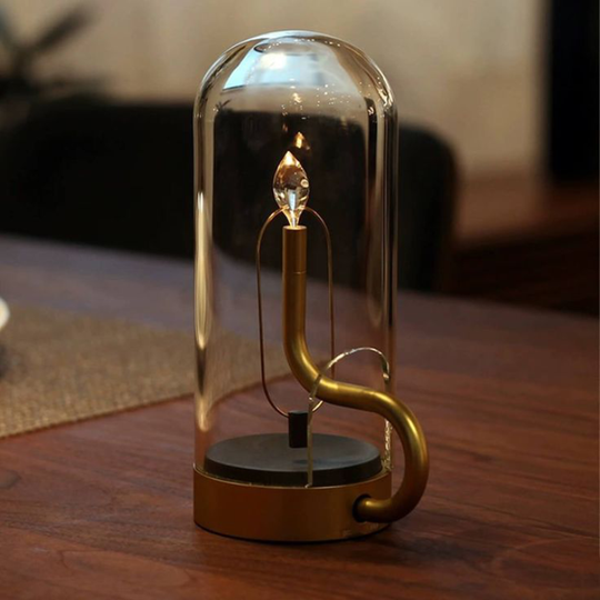 Variant image for Rechargeable LED Flame Lamp with Touch Control and Wireless Charging – Modern Glass and Aluminum Design-1