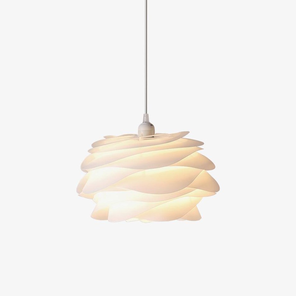 Elegant Rose Floral Pendant Light – Durable PVC Ceiling Light Fixture for Kitchen and Indoor Use, Adjustable Height, White