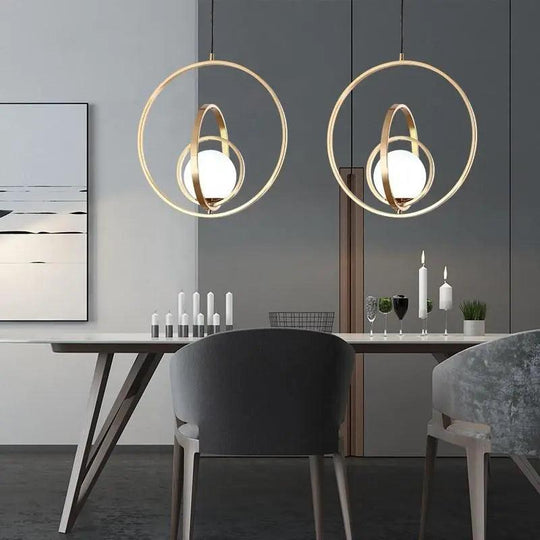 Variant image for Rotating Gold Pendant Light – Modern Three Rings or Two Rings Ceiling Light Fixture for Kitchen and Living Room-1