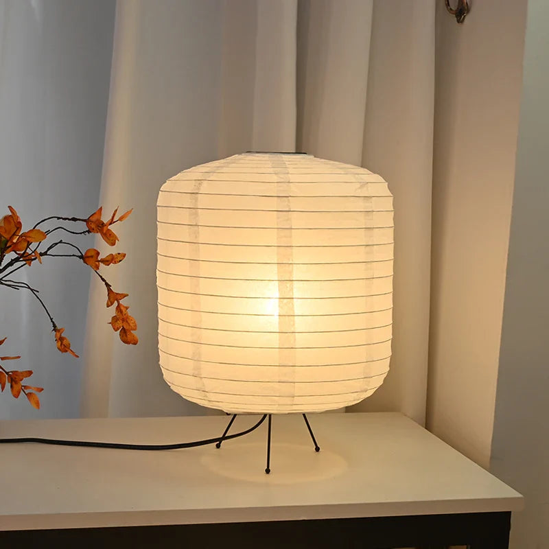 Japanese Rice Paper Table Lamp with Bamboo Frame – Elegant Minimalist Design for Bedroom or Living Room