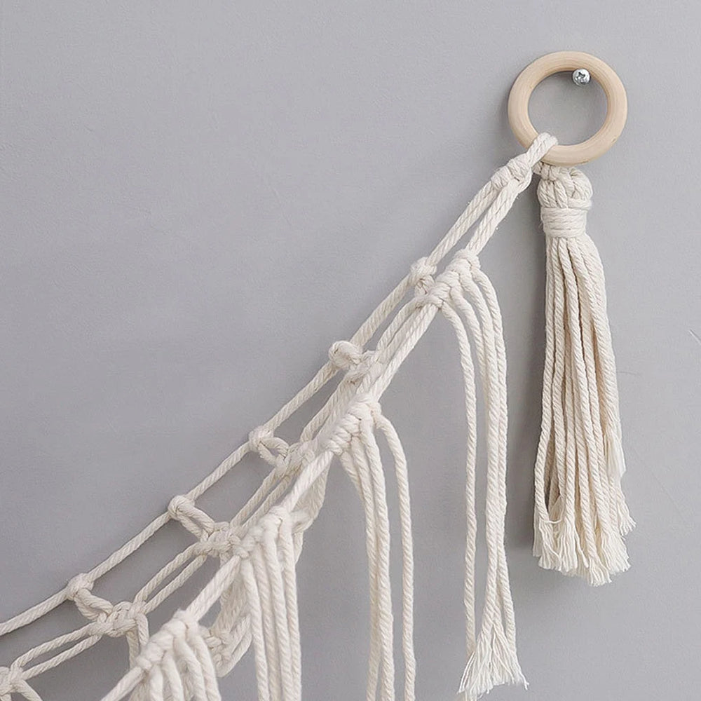 Boho Cotton Toy Hammock for Stuffed Animal Storage – Kids Toy Organizer and Space-Saving Wall Decor