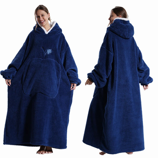 Variant image for Extra Long Hooded Wearable Blanket Hoodie for Adults – Cozy Flannel Throw with Sleeves and Pocket in Multiple Colors-2