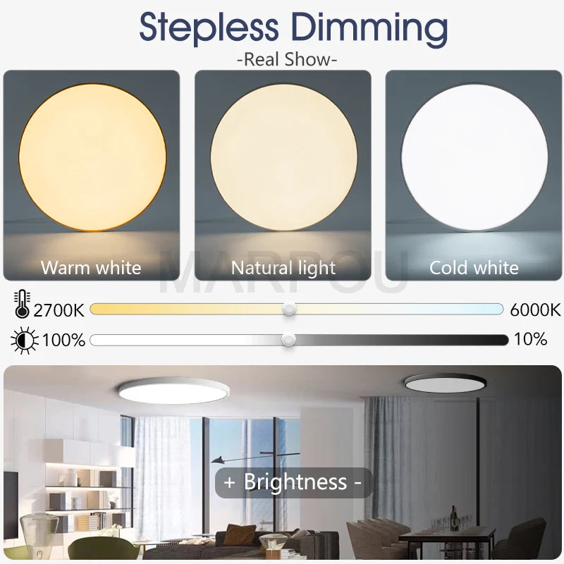 Luminaire de plafond LED intelligent avec télécommande – Lampe de plafond encastrée dimmable pour chambre et salon