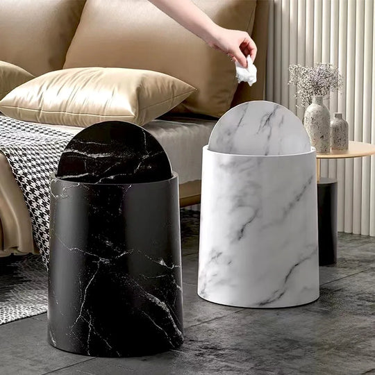Nordic Marble Style Trash Bin | Smart and Functional | Luxurious Style