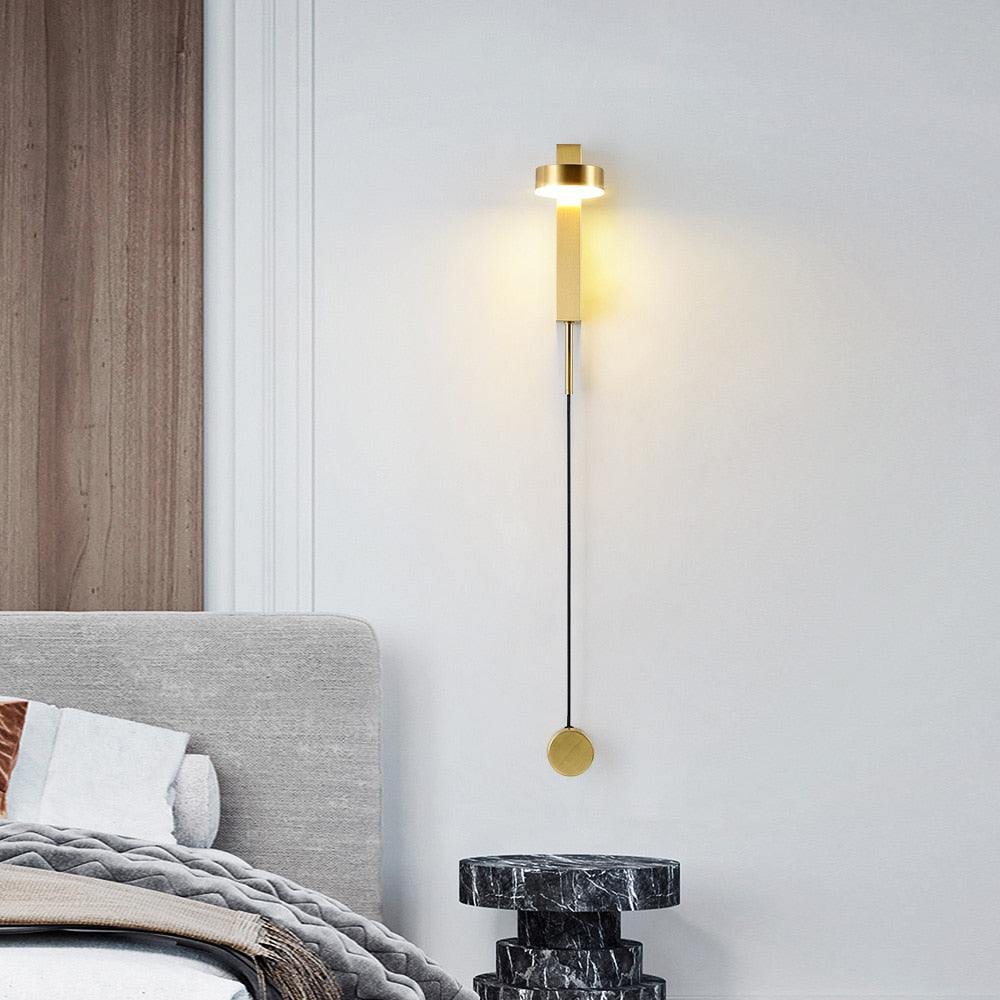 Gold Wall Lamp with Dimmer Switch – Elegant Wall Sconce Light for Home Decor and Ambient Illumination