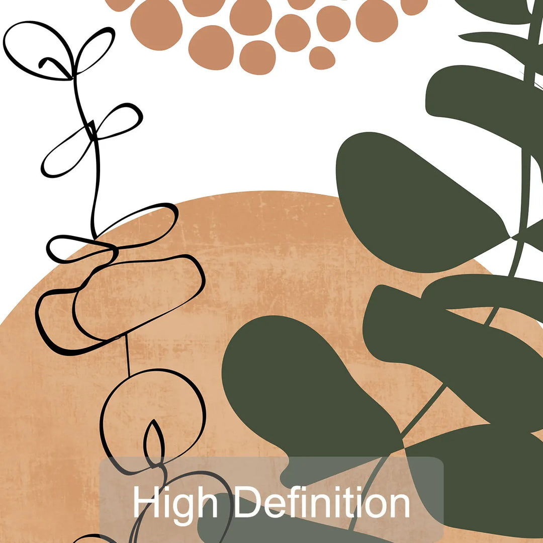 3-Piece Modern Boho Abstract Plant Canvas Prints Set – Stylish Botanical Wall Art Decor for Home