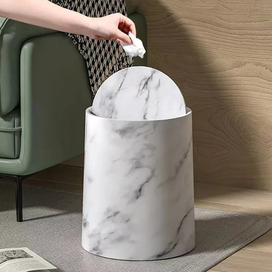 Nordic Marble Style Trash Bin | Smart and Functional | Luxurious Style