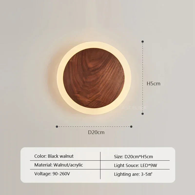 Variant image for Modern Walnut LED Wall Light – Minimalist Wall Sconce with Soft Diffused Glow for Bedrooms and Living Rooms-1