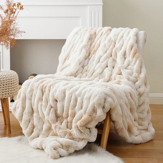 Faux Rabbit Fur Throw Blanket | Luxuriously Soft | Unparalleled Warmth