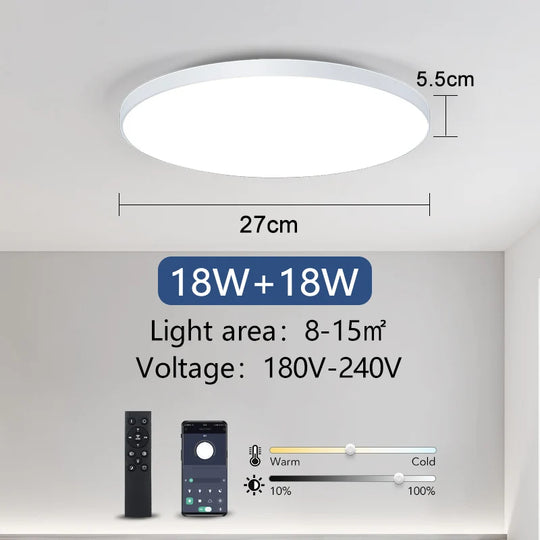 Variant image for Smart LED Ceiling Light Fixture with Remote Control – Dimmable Flush Mount Ceiling Lamp for Bedroom and Living Room-2
