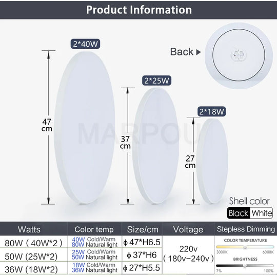 Luminaire de plafond LED intelligent avec télécommande – Lampe de plafond encastrée dimmable pour chambre et salon