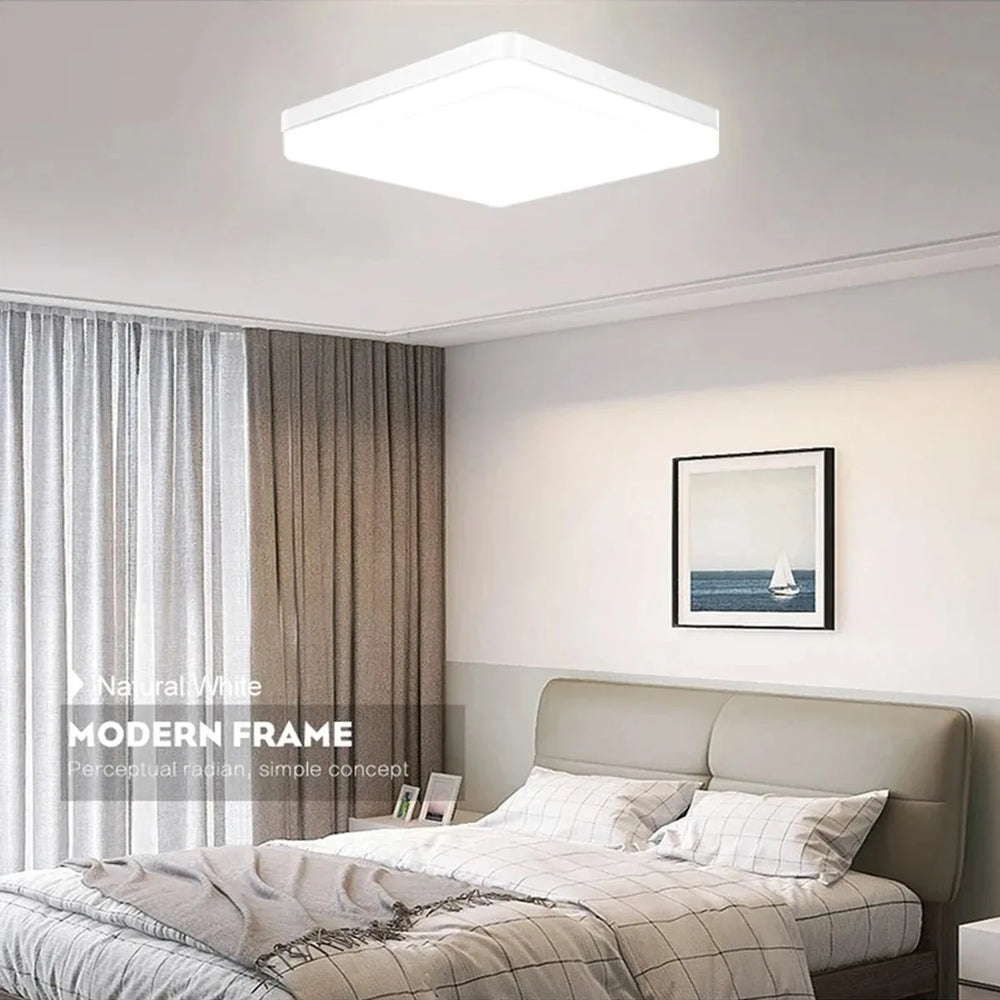Modern LED Flush Mount Ceiling Light with Adjustable Color Temperature – Square Design for Living Room