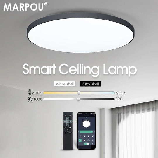 Luminaire de plafond LED intelligent avec télécommande – Lampe de plafond encastrée dimmable pour chambre et salon