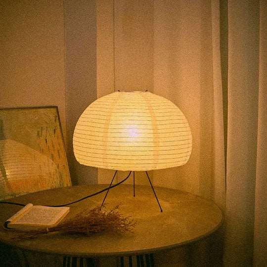 Lampe Globe Japonaise Artisanale avec Abat-jour en Papier Washi – Lampe de Table Écologique pour un Éclairage Domestique Serein