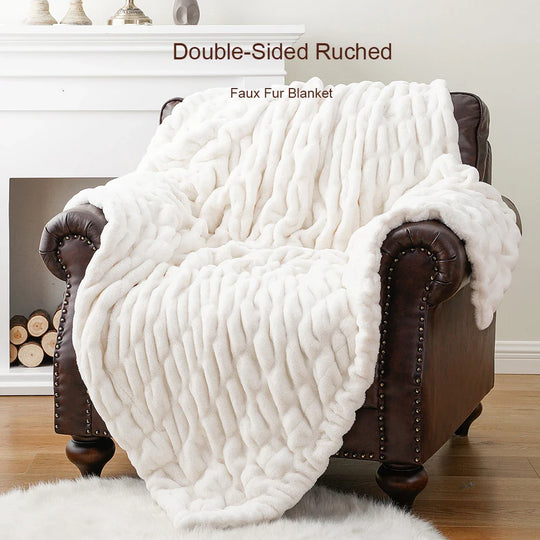 Faux Rabbit Fur Throw Blanket | Luxuriously Soft | Unparalleled Warmth