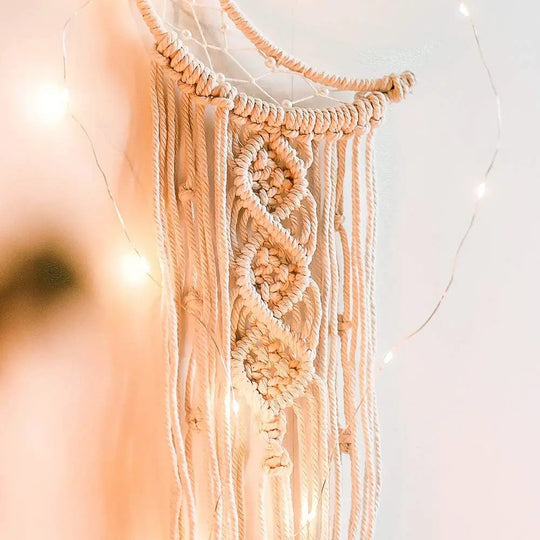 Bohemian Macrame Wall Hanging Tapestry – 96cm Cotton Wall Art Decor for Kids' Rooms and Nurseries