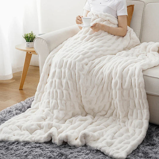 Faux Rabbit Fur Throw Blanket | Luxuriously Soft | Unparalleled Warmth