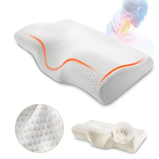 Orthopedic Memory Foam Neck Pillow for Cervical Support – Butterfly Shaped Design for Neck Pain Relief and Comfort