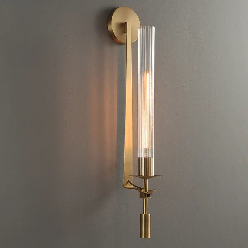 Variant image for Modern Gold Wall Sconce – Elegant Iron and Glass Wall Light for Bedroom and Living Room Décor-1