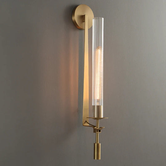 Variant image for Modern Gold Wall Sconce – Elegant Iron and Glass Wall Light for Bedroom and Living Room Décor-1