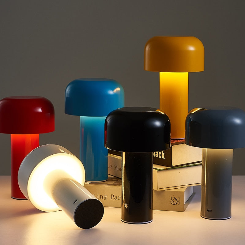Draadloze Paddenstoel Tafellamp met Dimmbare LED – Elegante Nachtkast- en Bureaulamp voor Gezellige Sfeer